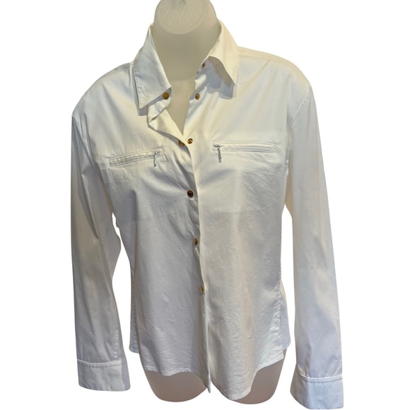 Gucci Tops - Gucci 90’s Women’s White Button Down with branded gold buttons Size: US 12
